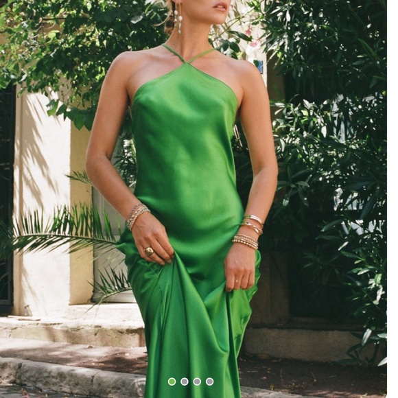 DANNIJO SILK GREEN MAXI DRESS SIZE XS - Picture 3 of 5